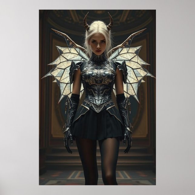 Poster Dark Seraphim Queen – Fantasy Gothic Warrior Angel (Frente)