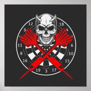 Poster Dartboard Darts Skull