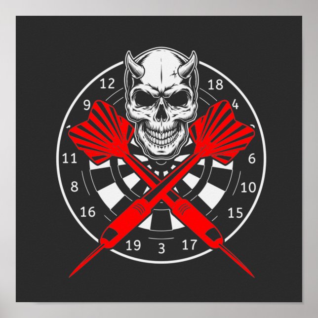 Poster Dartboard Darts Skull (Frente)