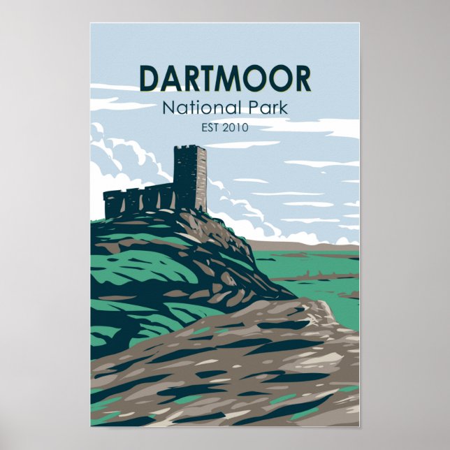 Poster Dartmoor National Park Castle Ruins Inglaterra (Frente)