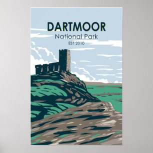 Poster Dartmoor National Park Castle Ruins Inglaterra