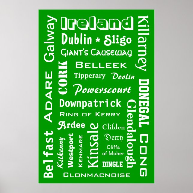 Poster das Cidades e Locais da Irlanda (Frente)