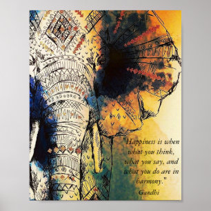 Poster das citações de Gandhi do elefante