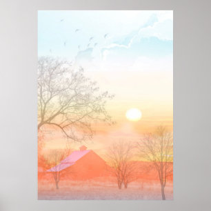 Poster das cores pastel do nascer do sol da