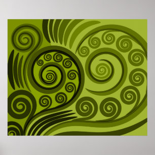 Poster das Curvas Verdes Modernas de Fern-Frond
