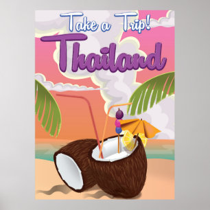 Poster das férias da praia de Tailândia