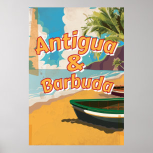 Poster das férias do vintage de Antígua e de