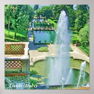 Poster das fontes de Tivoli (Italia)