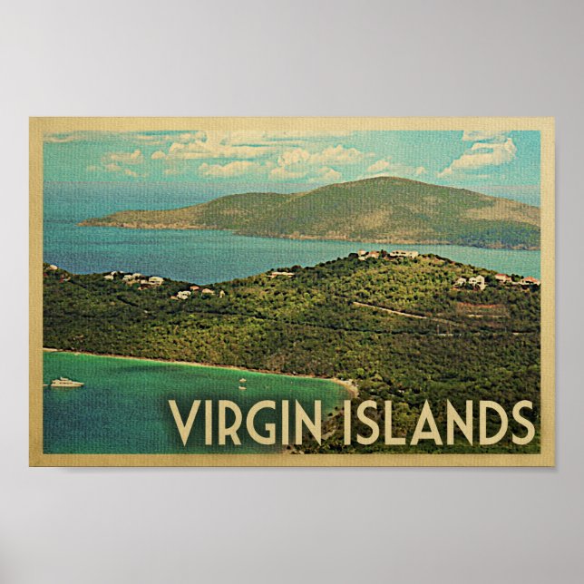 Poster das Ilhas Virgens - Impressão Viagens vinta (Frente)