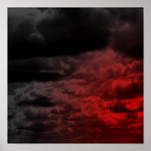 Poster das nuvens vermelhas e pretas