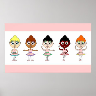 Poster das posições de balé - bailarinas bonito