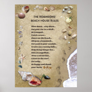 Poster das Regras da Casa de Praia (personalizável