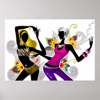 Poster das Silhouette Girls dançantes