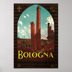 Poster das viagens vintage, Bolonha, Italia