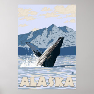 Poster das viagens vintage da baleia de
