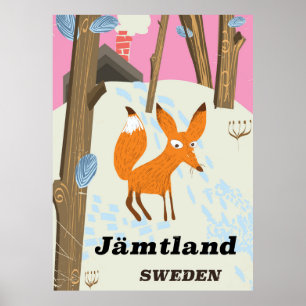 Poster das viagens vintage da suecia de Jämtland