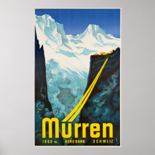 Poster das viagens vintage da suiça de Murren