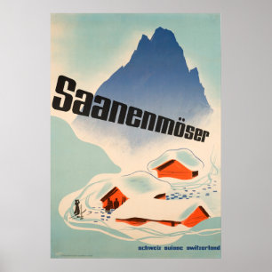 Poster das viagens vintage da suiça de Saanenmös