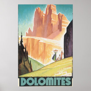 Poster das viagens vintage das dolomites