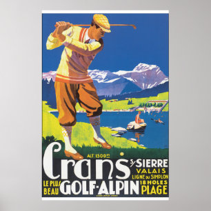 Poster das viagens vintage de Alpin do golfe