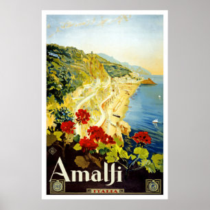 Poster das viagens vintage de "Amalfi"