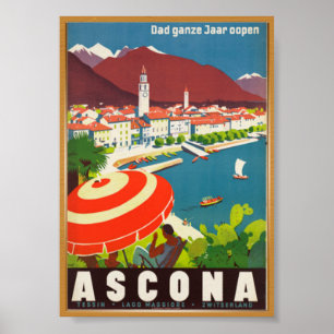 Poster das viagens vintage de Ascona