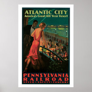 Poster das viagens vintage de Atlantic City