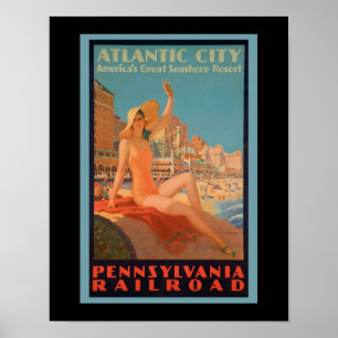 Poster das viagens vintage de Atlantic City New-je