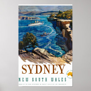 Poster das viagens vintage de Austrália restaurad