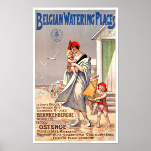 Poster das viagens vintage de Bélgica Ostende