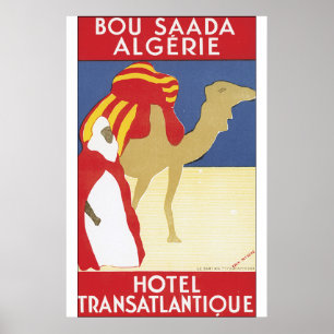 Poster das viagens vintage de Bou Saada Algerie