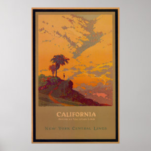 Poster das viagens vintage de Califórnia