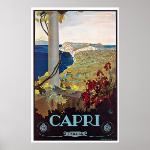 Poster das viagens vintage de Capri, Italia