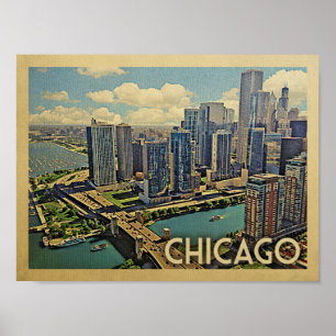 Poster das viagens vintage de Chicago