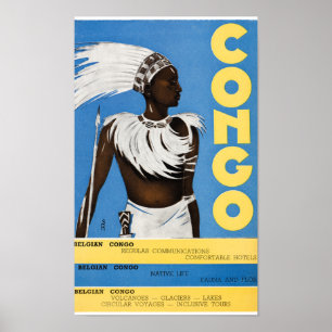 Poster das viagens vintage de Congo restaurado