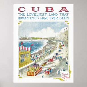 Poster das viagens vintage de Cuba restaurado