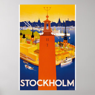 Poster das viagens vintage de Éstocolmo