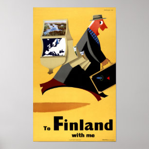 Poster das viagens vintage de Finlandia restaurado