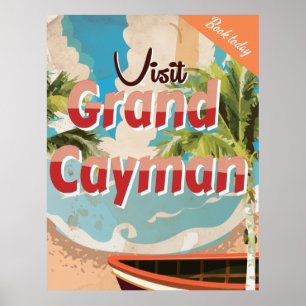 Poster das viagens vintage de Grande Caimão