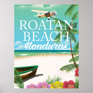 Poster das viagens vintage de Honduras da praia de