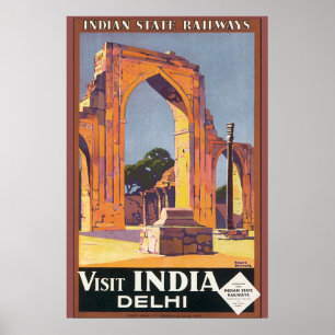 Poster das viagens vintage de India Deli da visita