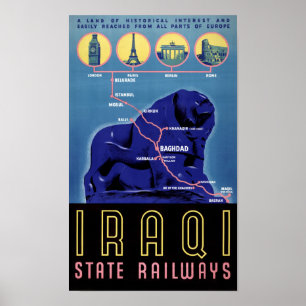 Poster das viagens vintage de Iraque restaurado