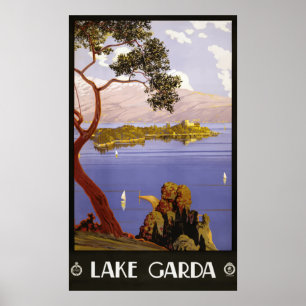 Poster das viagens vintage de Italia - lago Garda