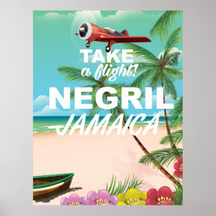 Poster das viagens vintage de Jamaica da praia de