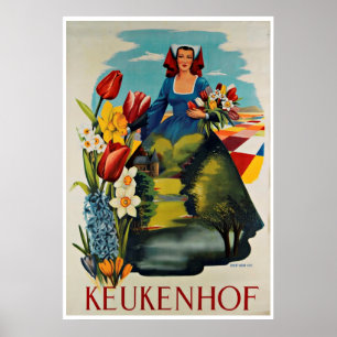 Poster das viagens vintage de Keukenhof Holland