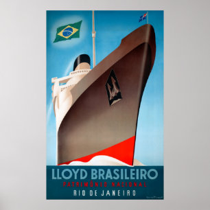 Poster das viagens vintage de Lloyd Brasileiro