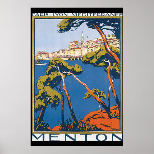 Poster das viagens vintage de Menton