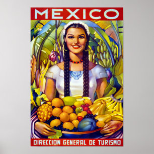 Poster das viagens vintage de México restaurado