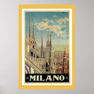 Poster das viagens vintage de Milão Italia