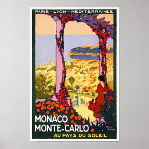 POSTER DAS VIAGENS VINTAGE DE MONACO MONTE-CARLO
